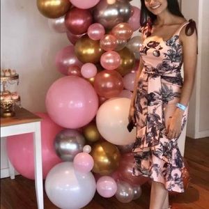 ASOS tie strap botanical floral pep hem midi dress